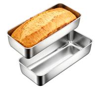 WJMY Lot de 2 moules à cake rectangulaires en acier inoxydable - 32 x 15 x 6,5 cm - 3,2 l - Pour gâteaux, pain et toasts, résistants au levain - Passe au lave-vaisselle