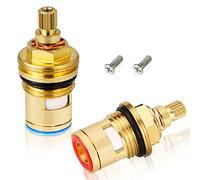 WJMY Tete A Disques Ceramique Cartouches Céramique Universelles de Rechange 2Pcs 1/2" Pour Robinet Quart de Tour 20 Crans x 53mm，Pour Cusine, Salle de Bain (Chaud et Froid)