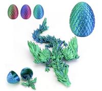 WJMY Œuf de dragon avec ailes - Grand dragon imprimé en 3D - 22 cm - Articulations flexibles mobiles - Décoration de bureau - Jouets et cadeaux pour adultes et enfants - Vert