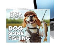 WJnflQN 2026 Calendrier Mural | Calendrier Mural Annuel 2026 Chiens et Pêche - Fournitures de Bureau Décoratives pour Planification Repas Quotidienne Événements Rendez-vous Salon Anniversaire Fêtes |