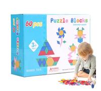 WJnflQN Blocs de motif en bois, blocs de motifs pour salle de classe - Puzzle de forme géométrique Tangram amusant | Jouet d'apprentissage précoce pour les 3+, activité de voyage à la maison en classe