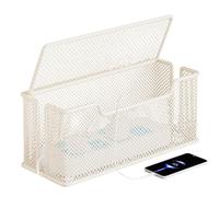 WJnflQN Boîte de gestion de câbles, boîte d'organisation de prise de bureau, boîte de rangement de fiches, boîte de rangement de câble, organisateur de cordon de conception avec grande capacité pour