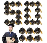 WJnflQN Boîtes de remise de diplôme - Boîtes à friandises pour chapeaux de remise de diplôme 2025 avec pompons | Centres de table de fin d'études en vrac pour collège lycée maternelle collège