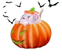 WJnflQN Boules Anti-Stress Halloween - Jouet Élastique à Malaxer Citrouille Halloween - Décoration Chat Résine pour Récompenses Scolaires Cadeaux de Noël et Carnaval Adolescents
