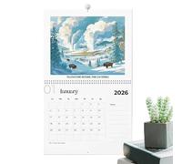 WJnflQN Calendrier 2026 des parcs nationaux - Calendrier naturel 2026 - Collection d'amoureux de la nature avec photographies colorées pour salon, chambre à coucher, bureau