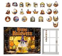WJnflQN Calendrier de l'Avent Halloween Compte à Rebours - Ornement Livre Fantôme Acrylique 2D pour Lecture - Calendrier de l'Avent 24 Jours avec Pendentifs Charmants pour Rétroviseur Voiture Arbre