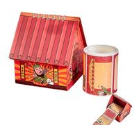 WJnflQN Calendrier quotidien chinois 2025, petit calendrier mensuel en forme de temple Caishen avec notes mémo | Calendrier mensuel décoratif pour bureau à domicile