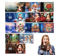 WJnflQN Cartes de Noël d'art en strass, cartes de Noël peintes - Cartes d'artisanat de peinture à strass | Peinture strass, artisanat, cartes d'art festives du Père Noël pour Noël