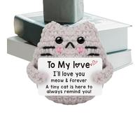 WJnflQN Chat au crochet avec message pour acclamations - Chat positif au crochet - Fait à la main - Avec message pour acclamations - Panier de Pâques pour le soutien émotionnel