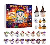 WJnflQN Compte à rebours pour Halloween 24 pièces Motif fantômes | Calendrier de compte à rebours d'Halloween effrayant - Ornement en acrylique 2D pour la décoration pour filles et adultes ainsi que