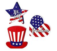 WJnflQN Décorations de table du 4 juillet - de table patriotique - Pièce maîtresse du jour du souvenir patriotique - Monument rustique debout - Drapeau américain pour plateau à niveaux