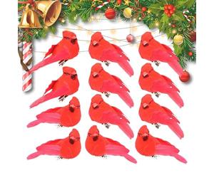 WJnflQN Décorations d'oiseaux | 12 Pièces Animaux Artificiels,Décorations De Sapin De Noël avec Attache Métallique en Oiseau Rouge | pour Jardin, Parc, Arrière-Cour, Branches, Sac