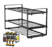 WJnflQN Étagère à outils électriques - Organisateur d'outils de garage à 3 couches - Organiseur mural pour outils électriques, étagère modulaire robuste pour atelier, abri de jardin, sous-sol