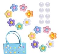 WJnflQN Lot de 24 pendentifs décoratifs pour sac de plage avec perles florales - Accessoires décoratifs pour sacs de plage en caoutchouc
