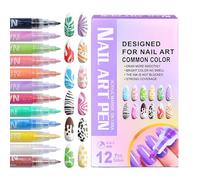 WJnflQN Marqueurs Pour Ongles, 12 Couleurs Dessin Acrylique À Séchage Rapide, Stylos de Décoration pour Ongles, Pour Cadeaux De Noël Débutants Adolescents Femmes Soirée Manucure Filles Et