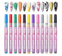 WJnflQN Marqueurs pour ongles - 12 couleurs - Outils de peinture à séchage rapide pour décoration de pointe, sculpture, acrylique, filles, salon de beauté, soins personnels
