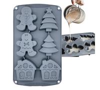 WJnflQN Moules en Silicone pour Noël,Moules Chocolat Bonhomme Pain D'épices Maison Sapin | 6 Cavités en Silicone 3D pour Décoration de Chocolat, Cire, Cupcake, Savon et