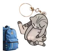 WJnflQN Porte-clés amusant en forme de chat qui joue avec ses boules rotatives, porte-clés animal pour et adultes, sac à dos, sac à main, décoration pour voyage, gris clair, Refer to