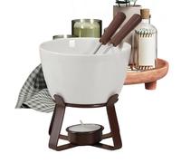 WJnflQN Tasse à fondue au chocolat - Pot en céramique avec fourchettes - 300 ml - Pour dessert, fromage, beurre, collation, maison, bureau, fête, pique-nique, vacances