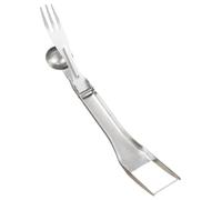 WJnflQN Trancheuse à pastèque - En acier inoxydable - Ustensile de cuisine portable multifonction avec cuillère à fourchette - Pour salade de fruits, cuisine, déjeuner, pique-nique