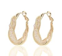 WJRQD Boucles d'oreilles Classiques Traditionnelles Femmes en Argent Sterling S925/plaqué Or 14K, Design Creux torsadé en Forme spéciale, dernier cri de la Mode.