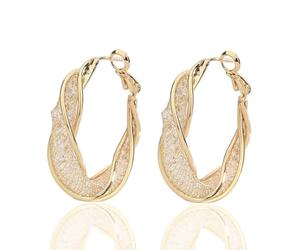 WJRQD Boucles d'oreilles Classiques Traditionnelles Femmes en Argent Sterling S925/plaqué Or 14K, Design Creux torsadé en Forme spéciale, dernier cri de la Mode.