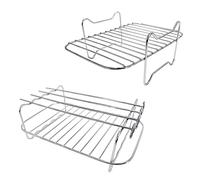 Wjsdsg Lot de 2 grilles d'aération avec 4 brochettes à kebab, accessoires d'air rectangulaires en acier inoxydable