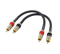 WJSTN Lot de 2 câbles audio RCA vers RCA pour caisson de basses, câble audio coaxial numérique RCA mâle vers RCA mâle double blindage - Noir (15,2 cm)
