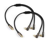 WJSTN Lot de 2 câbles audio stéréo RCA à angle droit 2 mâles vers 1 femelle pour caisson de basses - Adaptateur en Y mâle vers femelle - Cordon d'extension pour caisson de basses - 4,5 m