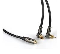 WJSTN Lot de 2 câbles audio stéréo RCA à angle droit 2 mâles vers 1 femelle pour caisson de basses - Adaptateur en Y mâle vers femelle - Câble d'extension pour caisson de basses (0,9 m)