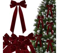 WJSXEQF 12 nœuds en Velours pour Sapin de Noël, 2024 nœuds en Velours Rouge pour Sapin de Noël, Guirlande en Velours pour la décoration de la Maison de Noël.