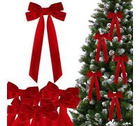 WJSXEQF 12 nœuds en Velours pour Sapin de Noël, 2024 nœuds en Velours Rouge pour Sapin de Noël, Guirlande en Velours pour la décoration de la Maison de Noël.
