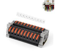 WJUAN 1 jeu de 10 Borne de Connexion, avec Rail de 10 cm, Noir Plage de Câblage, Kit Connecteur Électrique 0,5-2,5 mm², Raccord Electrique, pour Câblage et Conversion de Circuit