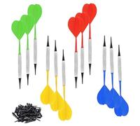 WJUAN 12 Pièces Fléchettes Pointe Plastique, Fléchettes, Stable Flechette, avec 36 Embouts de Remplacement, Pas Facile Plier, Fléchettes pour Débutants, Amateurs Fléchettes