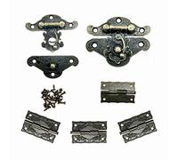 WJUAN 2 Pièces de Serrure de Boîte à Bijoux de Décoration D'armoire de Meubles de Conception Antique Vintage et 4 Pièces de Charnière Vintage, avec Suffisamment de Vis de Couleur Bronze