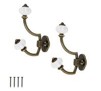 WJUAN 2 Pièces Patère Rétro, 14 x 9,5 cm Rétro Crochet Patère, Crochets Vintage avec 4 Vis, Crochets Shabby Chic Rustique, Matériel en Alliage de Zinc et Céramique