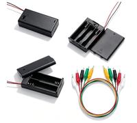 WJUAN 3 a Boîtier de Batterie, Support de Batterie en Plastique, Boîtes à Piles AA 3V et Boîtes à Piles AA 4.5V avec Interrupteur Marche/ Arrêt et 5 Pinces Crocodiles