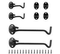 WJUAN 4 Pièces Crochet Fermeture Porte, Acier Inoxydable Entrebailleur de Porte, Noir Verrou Porte, avec Base à Oillets et Vis, 3 Pouce et 6 Pouce pour Portes, Armoires, Fenêtres