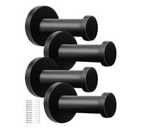WJUAN 4 Pièces Crochets Muraux Ronds Noirs, Crochet Mural en Acier Inoxydable de 53 mm Suitable for Hanging Objects in Kitchen, Bathroom and Master Bedroom