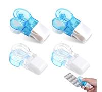 WJUAN 4 Pièces Extracteur de Pilules, Bleu/Blanc, Distributeur de Pilules ABS, Rebond Rapide, Sensation de Main Confortable, Extracteur de Pilules Outil, Aadapté à L'extraction de Capsules, Comprimés
