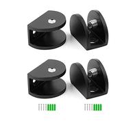 WJUAN 4 Pièces Fixation miroir Noir, Pince à Verre en Alliage D'aluminium avec Vis Antidérapantes, Réglable Support de Pince en Verre peut être Utilisé sur des 6-10 mm Panneaux de Verre et de Bois
