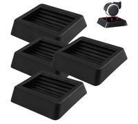 WJUAN 4 Pièces roulettes pour Meubles, Furniture Caster Cups, Carré, Design Rainuré, Noir, Anti-Rayures, Caoutchouc Patin pour Chaise, pour Meubles et Cages avec Roues de Moins de 50 mm