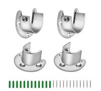 WJUAN 4 Pièces Support de Bride, Support de Bride en Forme de U de 28 mm avec Vis et Tube D'expansion pour Porte- Tringle à Vêtements (Argent)