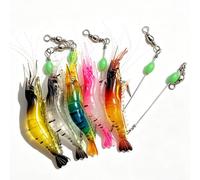 WJUAN 5 Pièces Silicone Soft Bait 9 cm/ 5,7 g Luminous Shrimp avec Crochet, appât Souple Simulé Adapté à la Pêche à la Mouche du Bar et du Poisson de Mer (5 Couleurs)