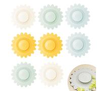 WJUAN Filtre Evier 8 Pièces, Filtre Cheveux Douche, Design Aspect Tournesol, 4 Couleurs, Double Filtrage, Protege Evier, Adapté aux Éviers, Salles de Bains, Cuisines (Diamètre 126 mm)