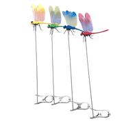 WJUAN Libellules de Jardin Ornements 4 Pièces Envergure 12 cm Décor de Libellule, D'extérieur Libellules 3D, Libellules Décor de Piquet Artificiel, pour Jardin, Balcon, Avant-Toit, Décoration Cour