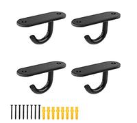 WJUAN Lot de 4 Crochet à Visser, Crochet de Plafond 6 cm en Acier Inoxydable avec 8 Vis, Base Soudée Vis à Crochet pour Petits Ventilateurs de Plafond, Appliques Murales et Moustiquaires