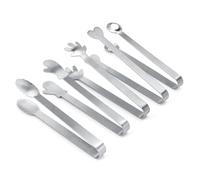 WJUAN Pince Alimentaire 5 Pièces, Argent, Acier Inoxydable, Pince Barbecue, Design Unique, Facile Nettoyer, Pince Cuisine aux Fêtes, Bars, Banquets Mariage, Buffets