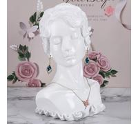 WJUHYGTF Mannequin Tête Porte-Bijoux, Collier Affichage Bijoux Support Blanc Boucle d'oreille Organisateur pour Femme Montre Home Decor Résine Pendentif,Blanc