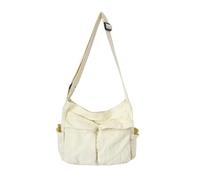 WJUHYGTF Sac À Bandoulière en Toile, Grande Capacité, avec Plusieurs Poches Décontractées, Sac À Bandoulière, Sac De Voyage, Sac À Bandoulière en Jean Femme Et Homme,Beige